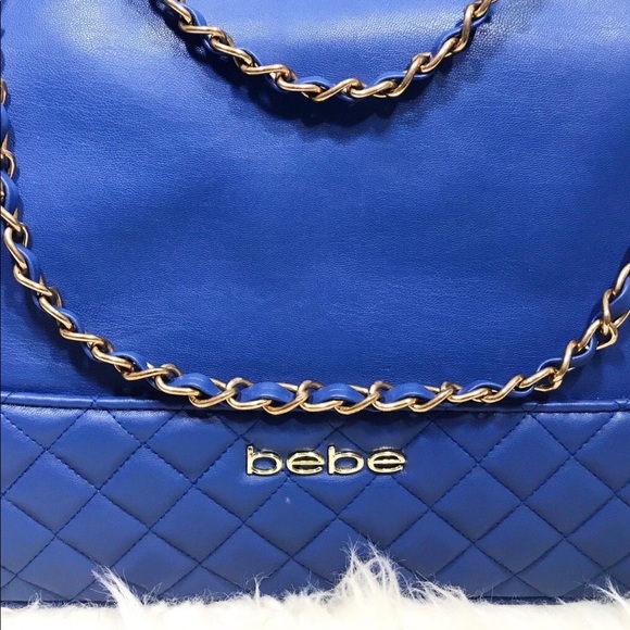❤️SOLD❤️ New BEBE LOGO blue QUILTED TOTE bag purse - Picture 2 of 7
